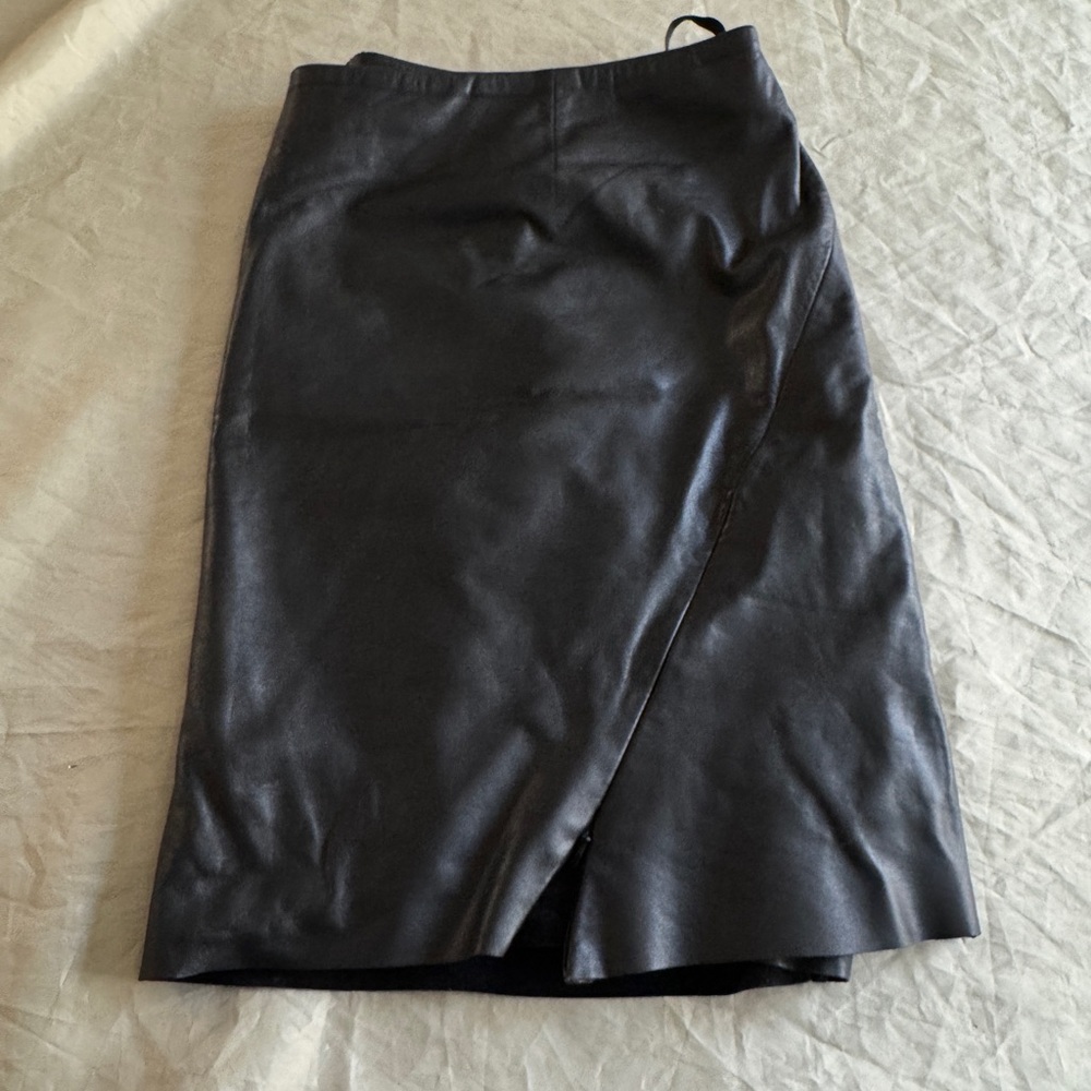 Lane Bryant Black Leather Pencil Skirt